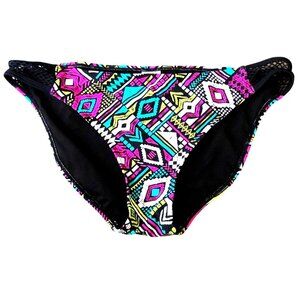 Xhilaration Womens Aztec Print Bikini Bottom XL Black/Multicolor